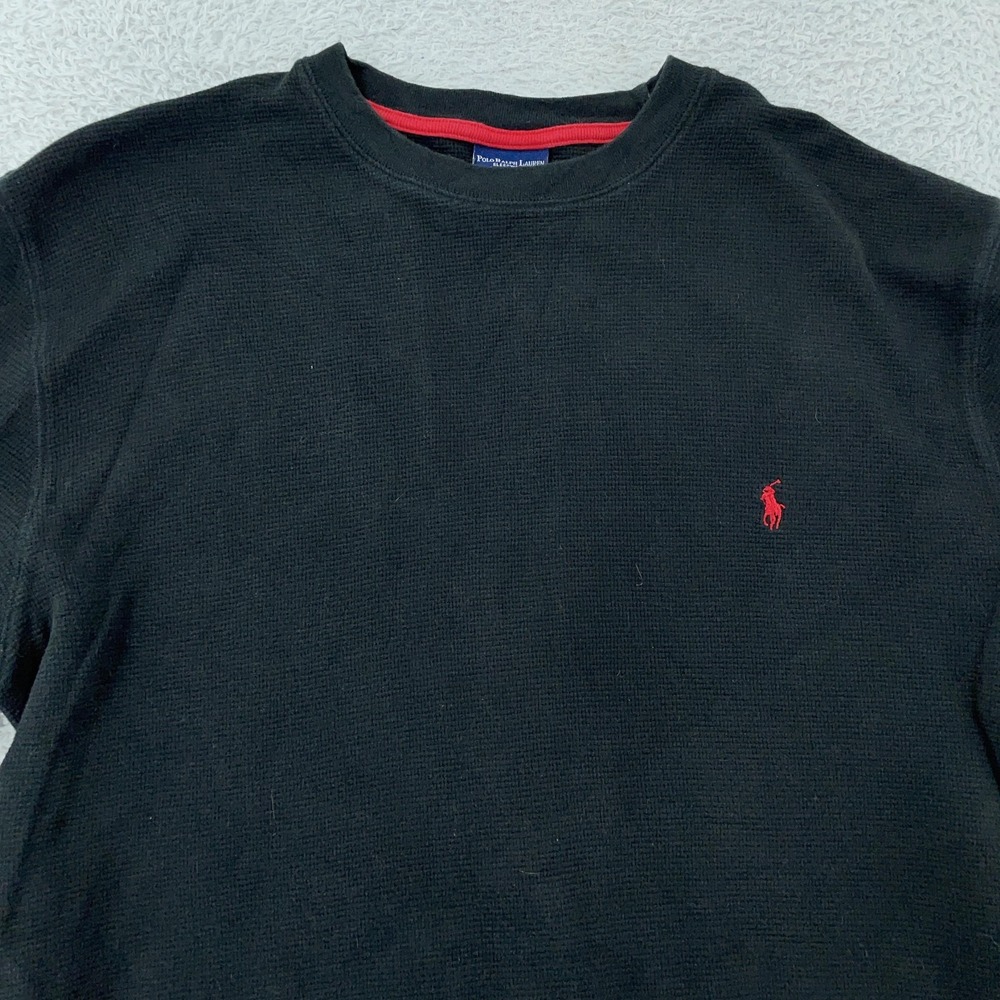Polo Ralph Lauren Sleepwear Thermal‎ Shirt FITS L/XL Waffle Knit L/S Red Pony
